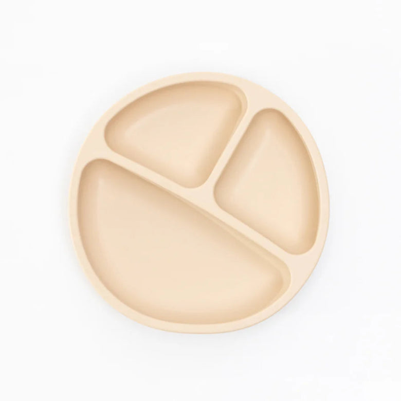 Beige divided plate on a white background