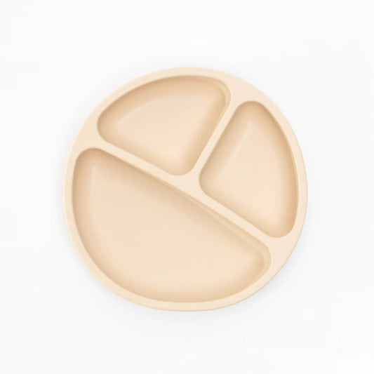 Beige divided plate on a white background