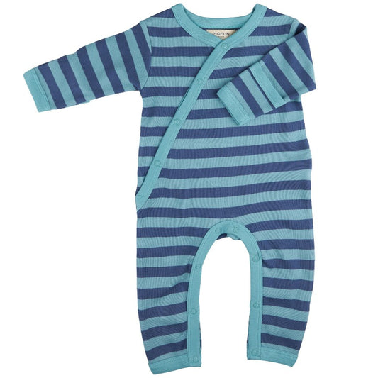 Blue Breton Stripe Kimono Romper by Pigeon Organics