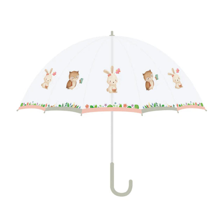 Children's umbrella with animal illustrations on a white background