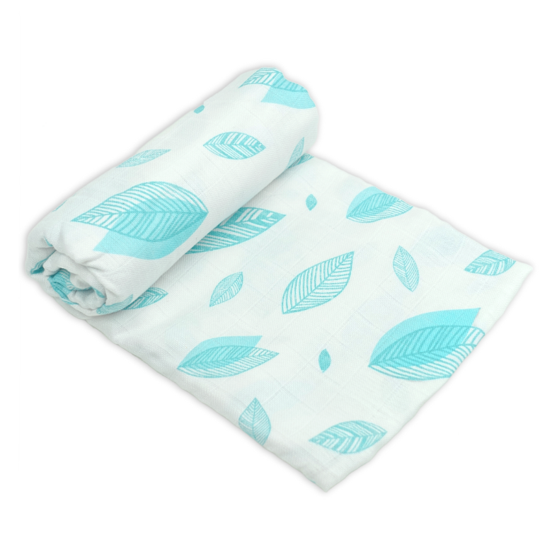 New Aqua Leaf Bamboo/Organic Cotton Swaddle by MuslinZ