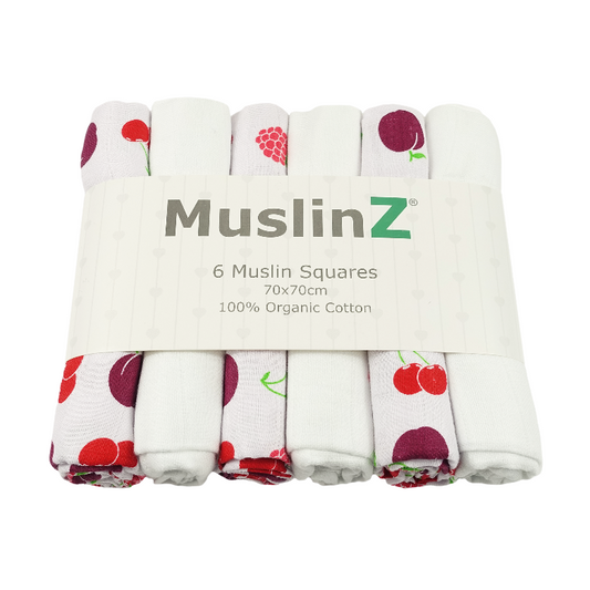 6pck Fruit Design Muslin Squares by MuslinZ