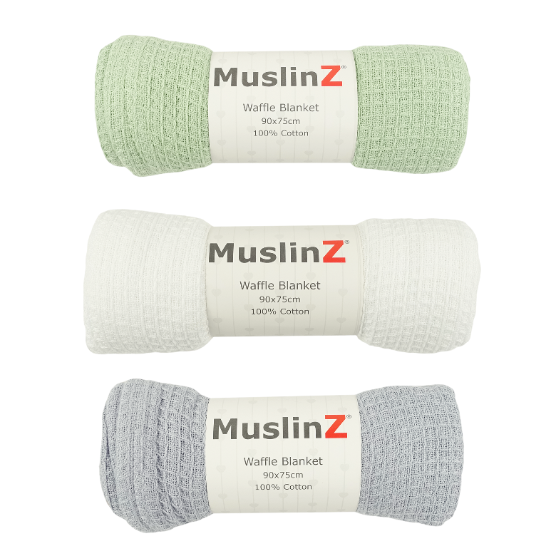 White Cellular Waffle Blanket by MuslinZ