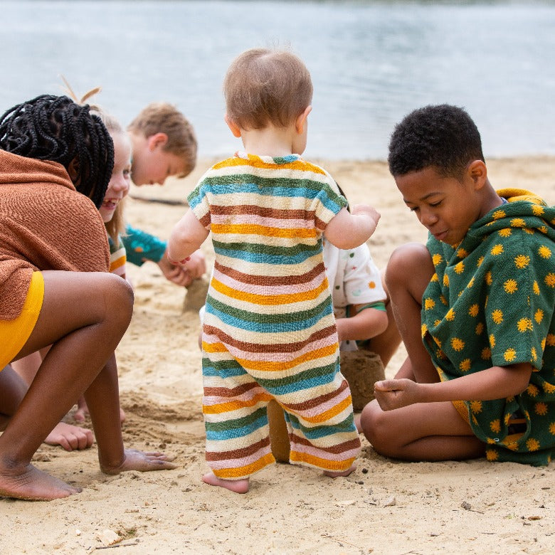 Rainbow Striped Towelling Romper By Little Green Radicals