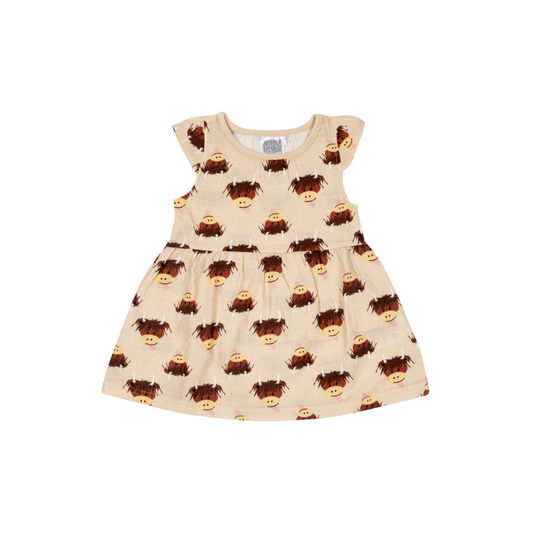 Neutral Highland Cow Dress by Blade & Rose