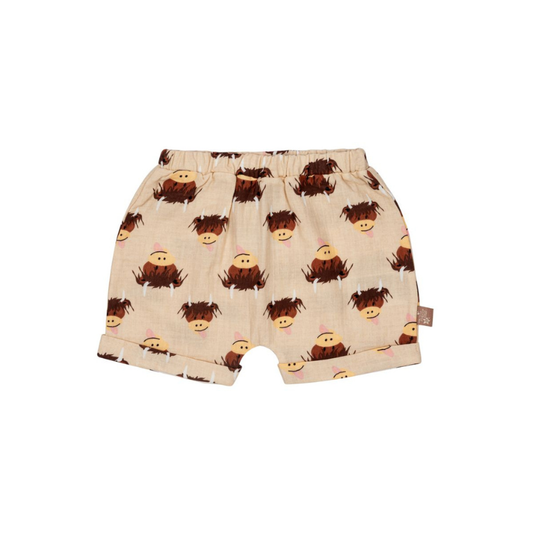 Neutral Highland Cow Shorts by Blade & Rose