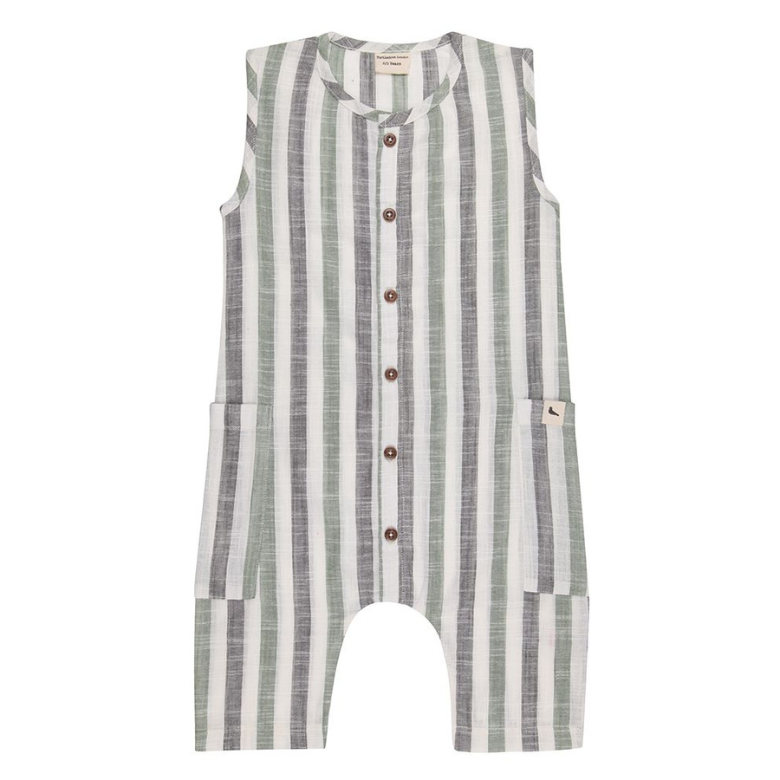 Woven Stripe Shortie Dungaree By Turtledove London