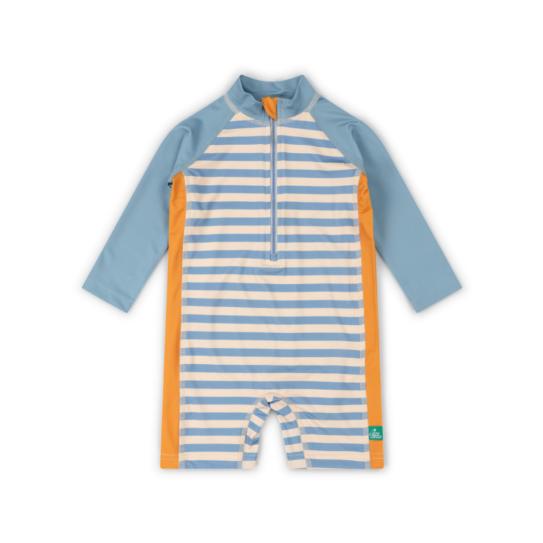 Hazy Blue Striped Recycled Sunsuit by Little Green Radicles