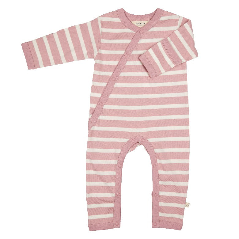 Pink Breton Stripe Kimono Romper by Pigeon Organics