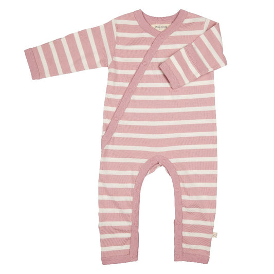 Pink Breton Stripe Kimono Romper by Pigeon Organics