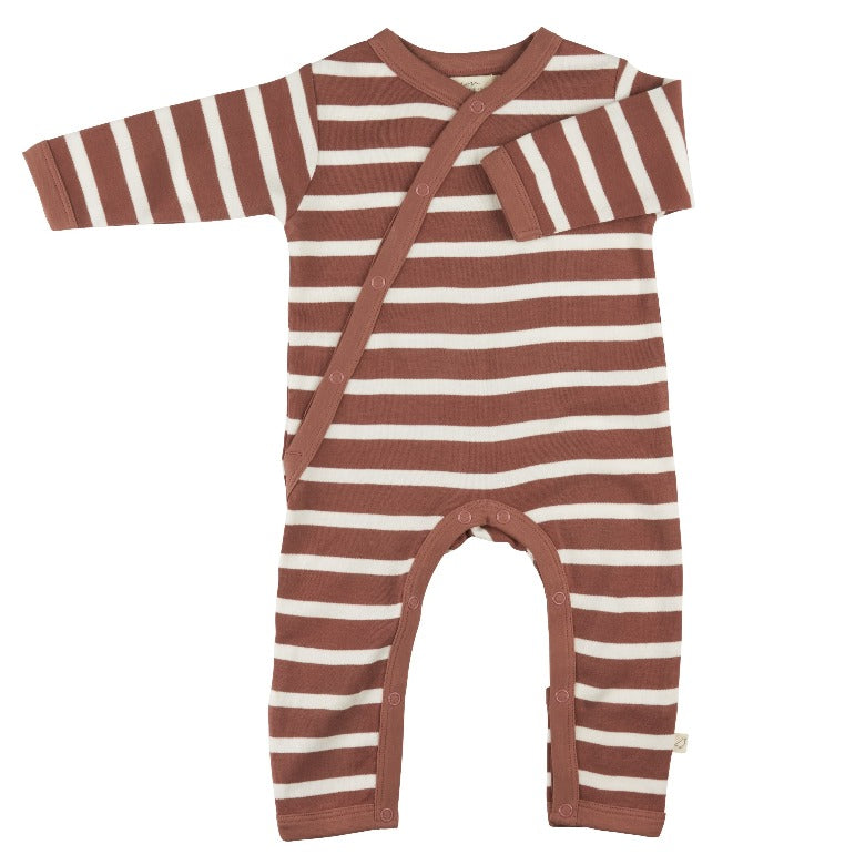 Mocha Breton Stripe Kimono Romper by Pigeon Organics