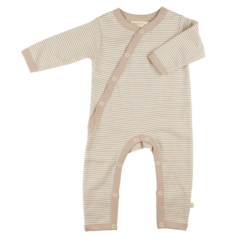 Stone Fine Stripe Kimono Romper by Pigeon Organics