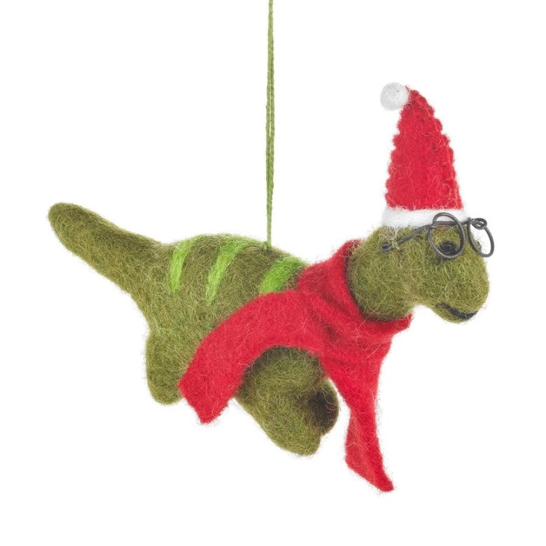 Festive Dino Felt Christmas Decoration