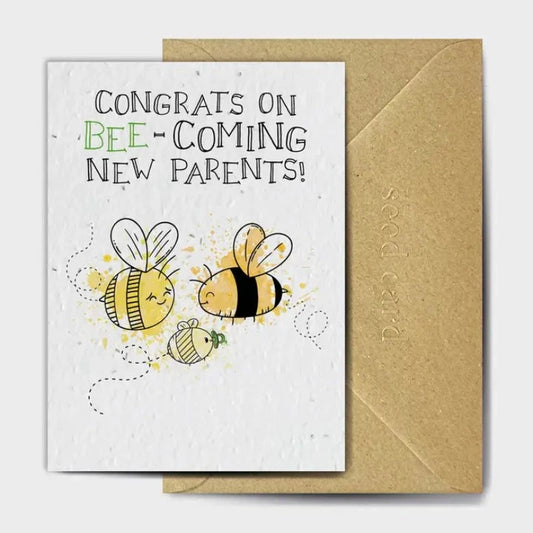 'Bee-Coming New Parents' Plantable Card