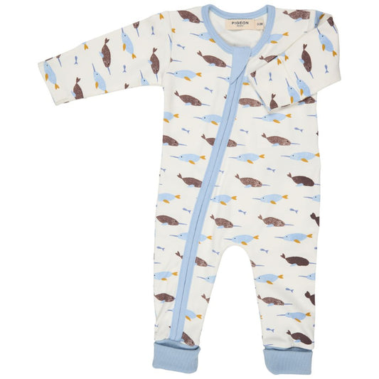 Narwhals  Zip Romper by Pigeon Organics