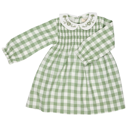 Green Gingham Smock Dress by Pigeon Organics