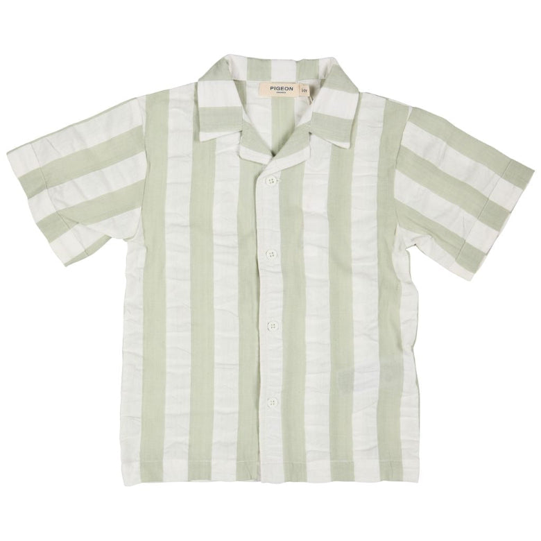 Green Wide Stripe Summer Shirt by Pigeon Organics