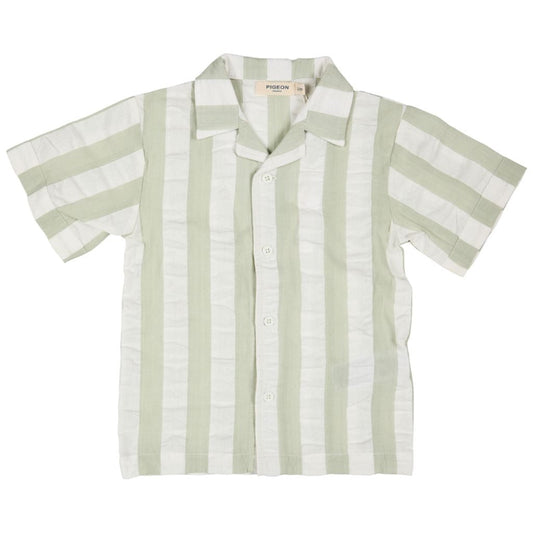 Green Wide Stripe Summer Shirt by Pigeon Organics