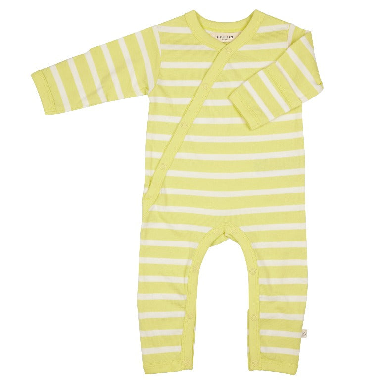 Lemon Breton Stripe Kimono Romper by Pigeon Organics