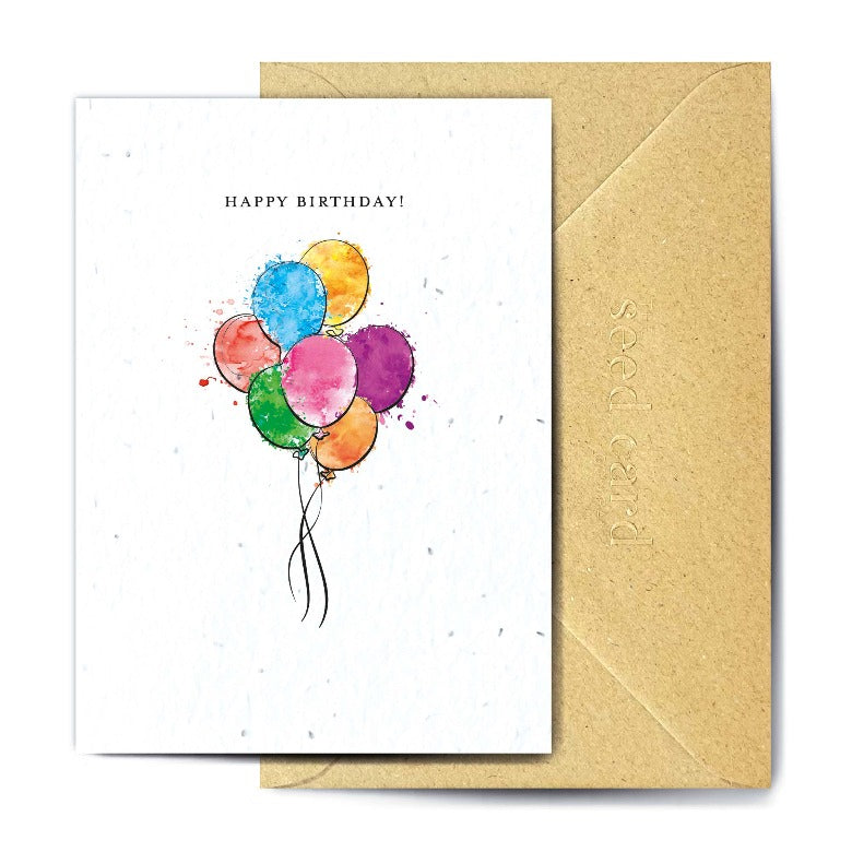 'Happy Birthday -Balloons' Plantable Card